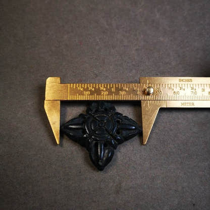 Hand Carved Cross Vajra Amulet Badge, Tibetan Buddhist Pendant, Made of Obsidian - Tibetan Buddhist amulet, view 7