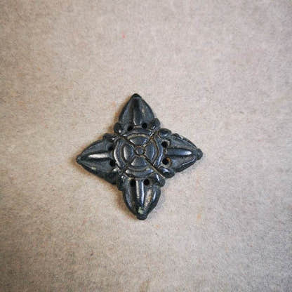 Hand Carved Cross Vajra Amulet Badge, Tibetan Buddhist Pendant, Made of Obsidian - Tibetan Buddhist amulet, view 5