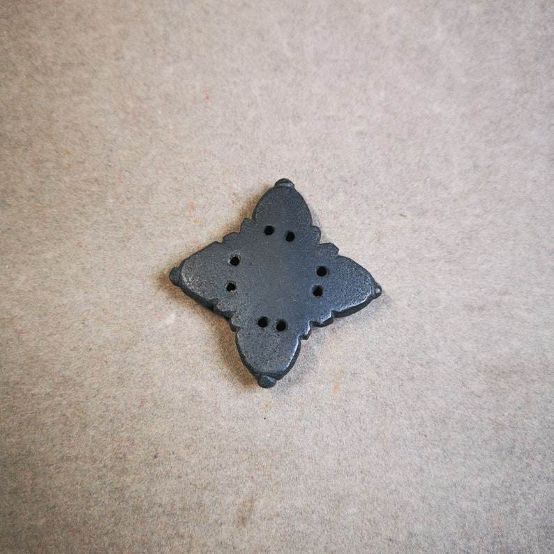 Hand Carved Cross Vajra Amulet Badge, Tibetan Buddhist Pendant, Made of Obsidian - Tibetan Buddhist amulet, view 6