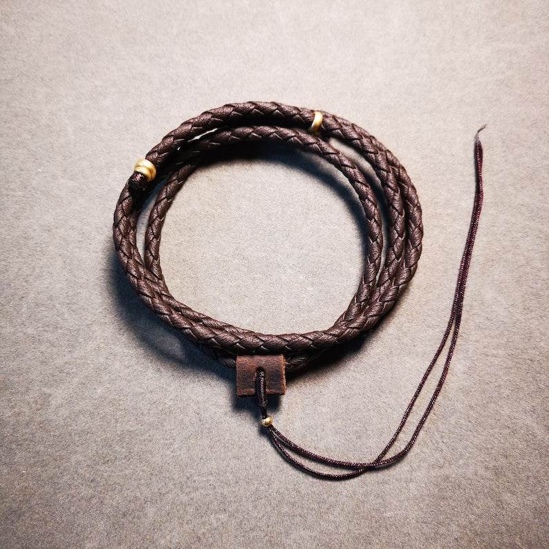 Handmade Leather Cord - Tibetan Buddhist art, size reference