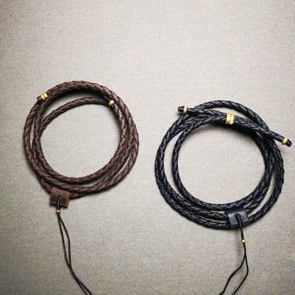Handmade Leather Cord - Tibetan Buddhist art, front view
