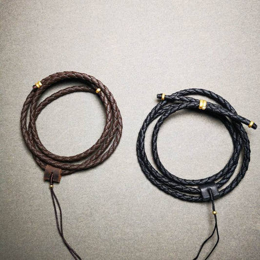 Handmade Leather Cord - Tibetan Buddhist art, front view