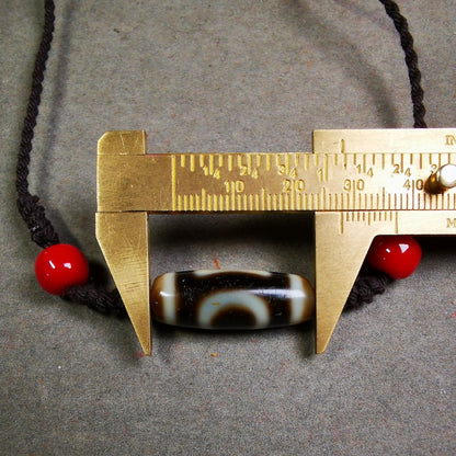 Dzi Bead Necklace,Sky & Earth Dzi (30 Years Old) + Agate Beads, Attract Wealth and Good Luck Gandhanra-ART