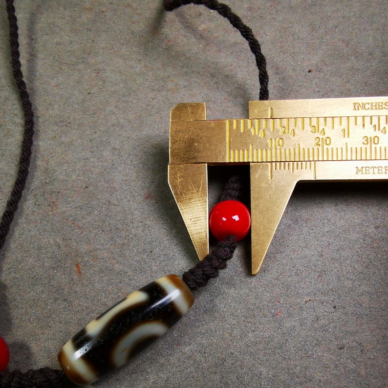 Dzi Bead Necklace,Sky & Earth Dzi (30 Years Old) + Agate Beads, Attract Wealth and Good Luck Gandhanra-ART