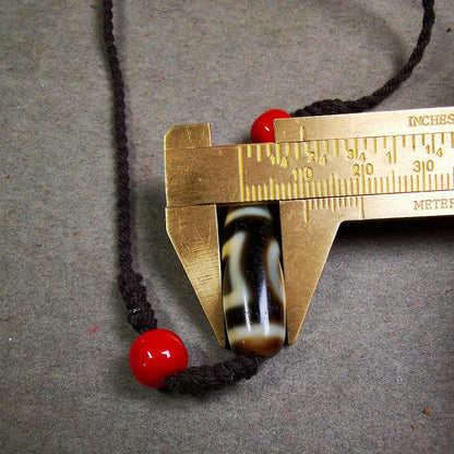 Dzi Bead Necklace,Sky & Earth Dzi (30 Years Old) + Agate Beads, Attract Wealth and Good Luck Gandhanra-ART