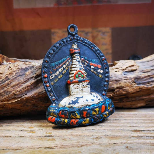 Tibetan Buddhist Statue,Stupa Badge,Pagoda Amulet - Tibetan Buddhist amulet, front view