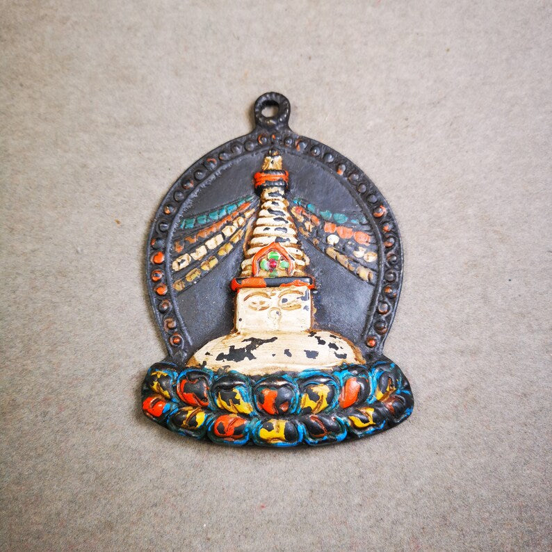 Antique Tibetan Buddhist Statue,Stupa Badge,Pagoda Amulet