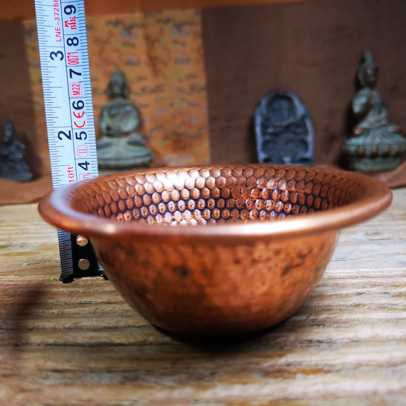 Gandhanra Handmade Tibetan Buddhist Water Offering Bowls,Yonchap Bowls,Made of Red Copper,1 Set of 7 Bowls