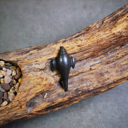 Antique Shankha Divine Conch Badge,Tibetan Buddhist Protective Amulet Pendant,Ma - Tibetan Buddhist amulet, front view