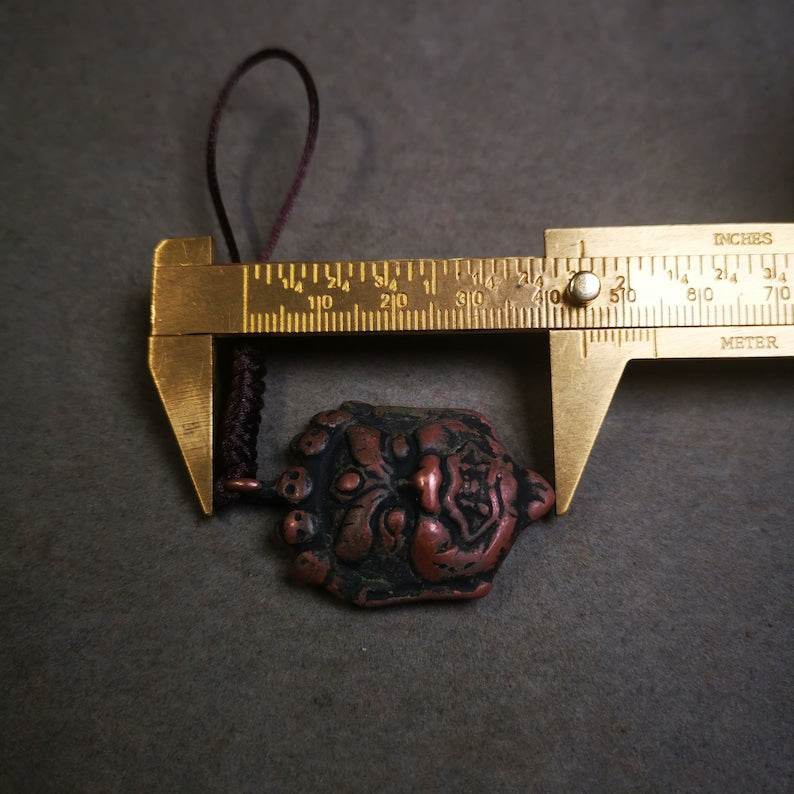 Amulet Badge,Mahakala Pendant, Buddhist Protector Deity, 50 Years Old - Tibetan Buddhist amulet, view 8