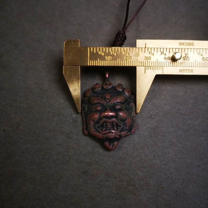 Amulet Badge,Mahakala Pendant, Buddhist Protector Deity, 50 Years Old - Tibetan Buddhist amulet, view 7
