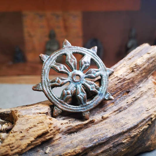 Amulet,Prayer Wheel,Dharma Chakra - Tibetan Buddhist amulet, front view