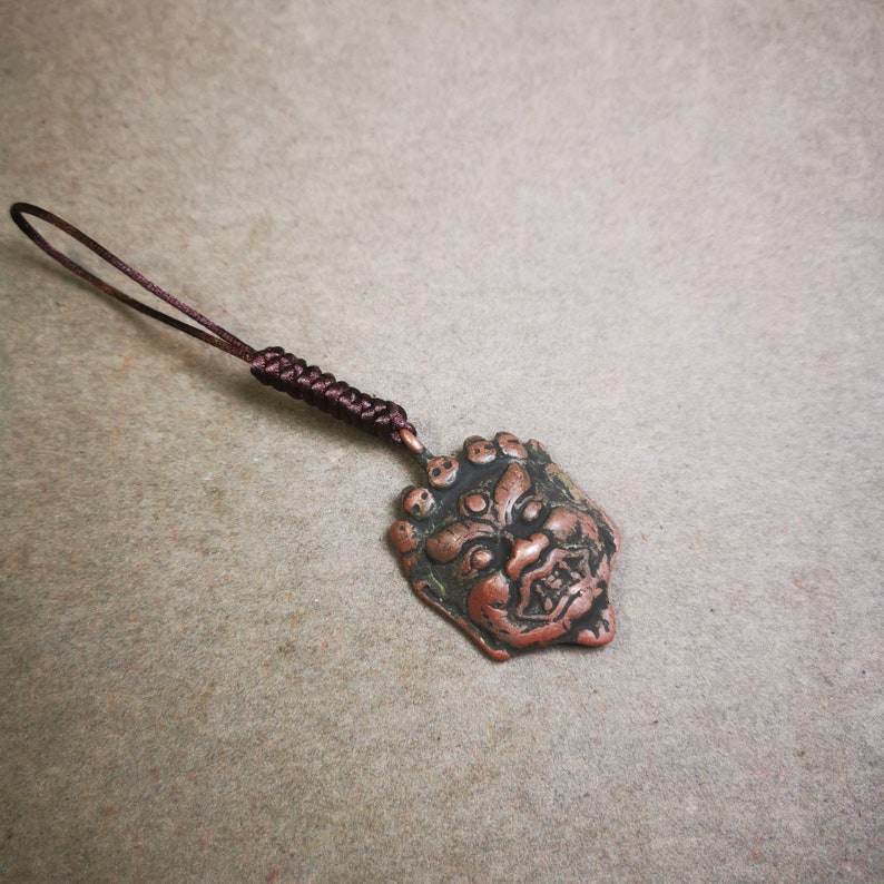 Amulet Badge,Mahakala Pendant, Buddhist Protector Deity, 50 Years Old - Tibetan Buddhist amulet, view 5