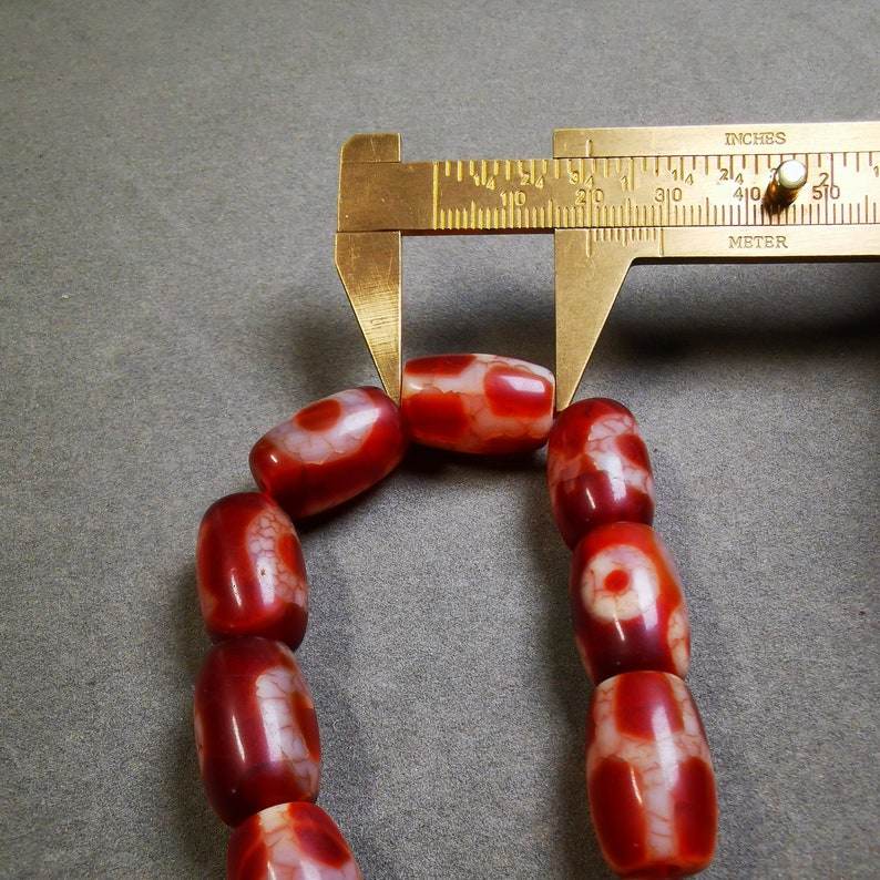 Fire Agate Dzi Bead Bracelet - Tibetan Buddhist mala beads, view 7
