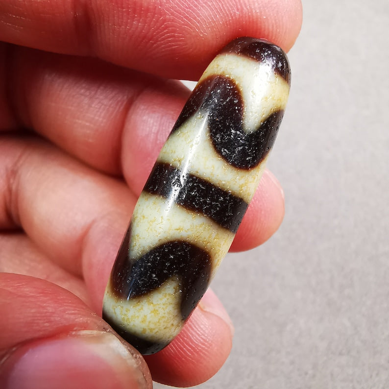 Tiger Tooth Tasso Dzi Bead