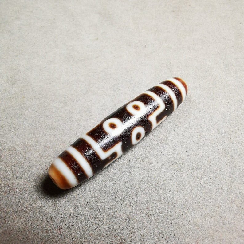 7 Eyed Dzi Bead,Tibetan Chung,Protective Amulet,Large Size 50*11 mm Gandhanra-ART