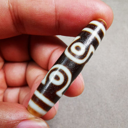 7 Eyed Dzi Bead,Tibetan Chung,Protective Amulet,Large Size 50*11 mm Gandhanra-ART