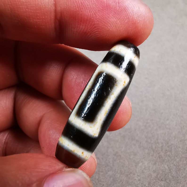 Heaven & Earth Dzi Bead,Tibetan Chung,Protective Amulet,Small Size 35*10 mm Gandhanra-ART