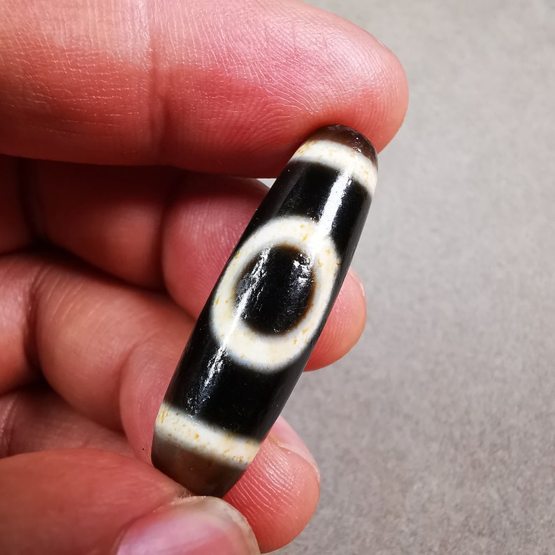 Heaven & Earth Dzi Bead,Tibetan Chung,Protective Amulet,Small Size 35*10 mm Gandhanra-ART