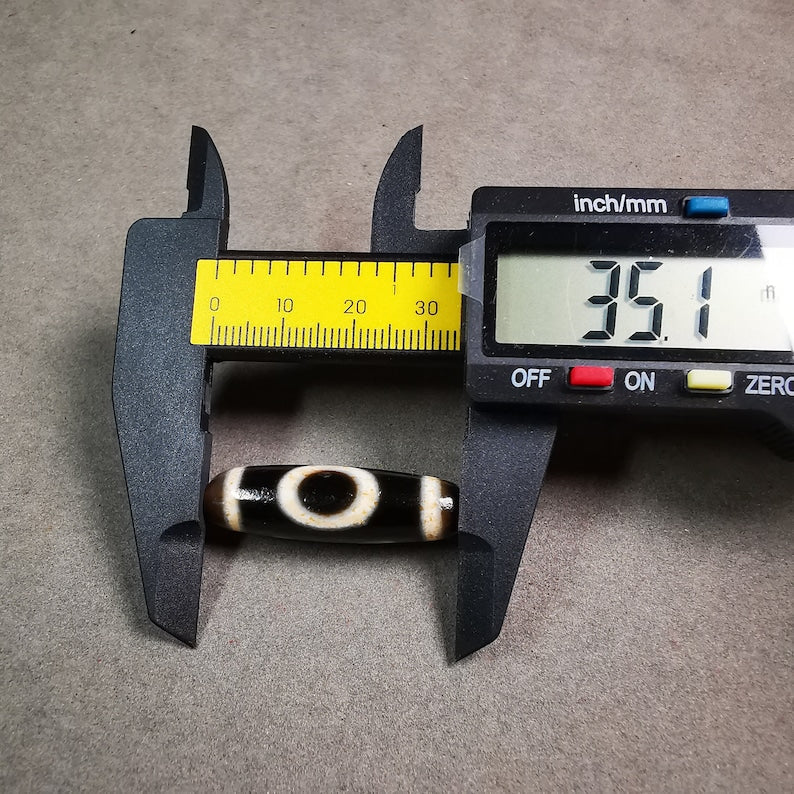 Heaven & Earth Dzi Bead,Tibetan Chung,Protective Amulet,Small Size 35*10 mm Gandhanra-ART