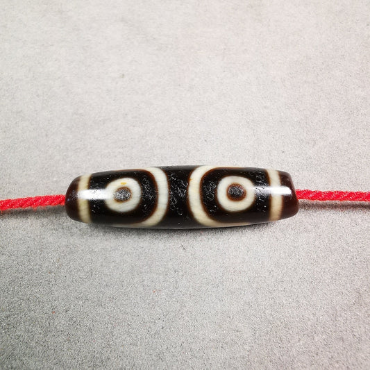 3 Eyed Dzi Bead,Tibetan Chung,Wealth Amulet,Small Size 40*11 mm
