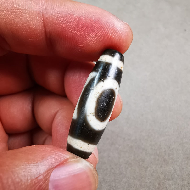 Heaven & Earth Dzi Bead,Tibetan Chung,Protective Amulet,Small Size 34*10 mm Gandhanra-ART