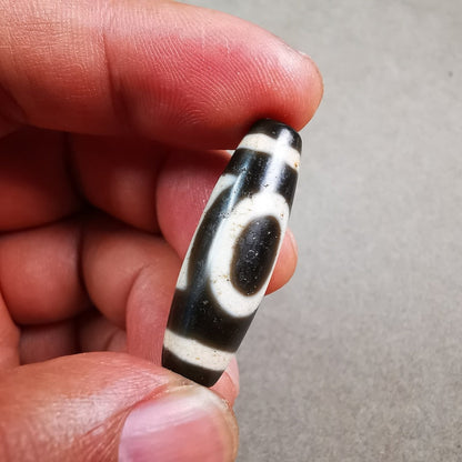 Heaven & Earth Dzi Bead,Tibetan Chung,Protective Amulet,Small Size 34*10 mm Gandhanra-ART