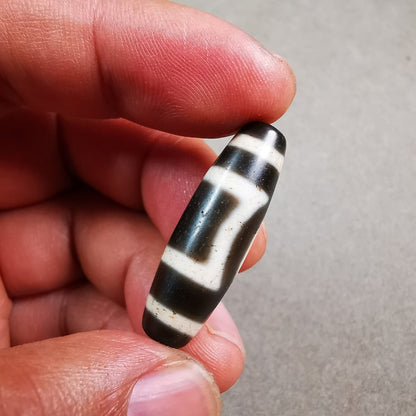 Heaven & Earth Dzi Bead,Tibetan Chung,Protective Amulet,Small Size 34*10 mm Gandhanra-ART