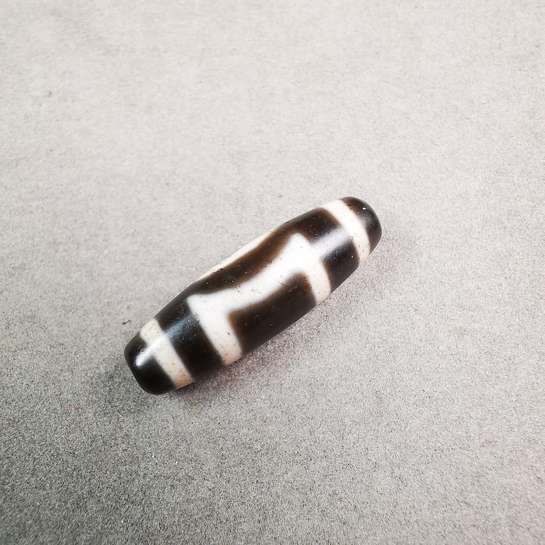 Heaven & Earth Dzi Bead,Tibetan Chung,Protective Amulet,Small Size 34*10 mm Gandhanra-ART