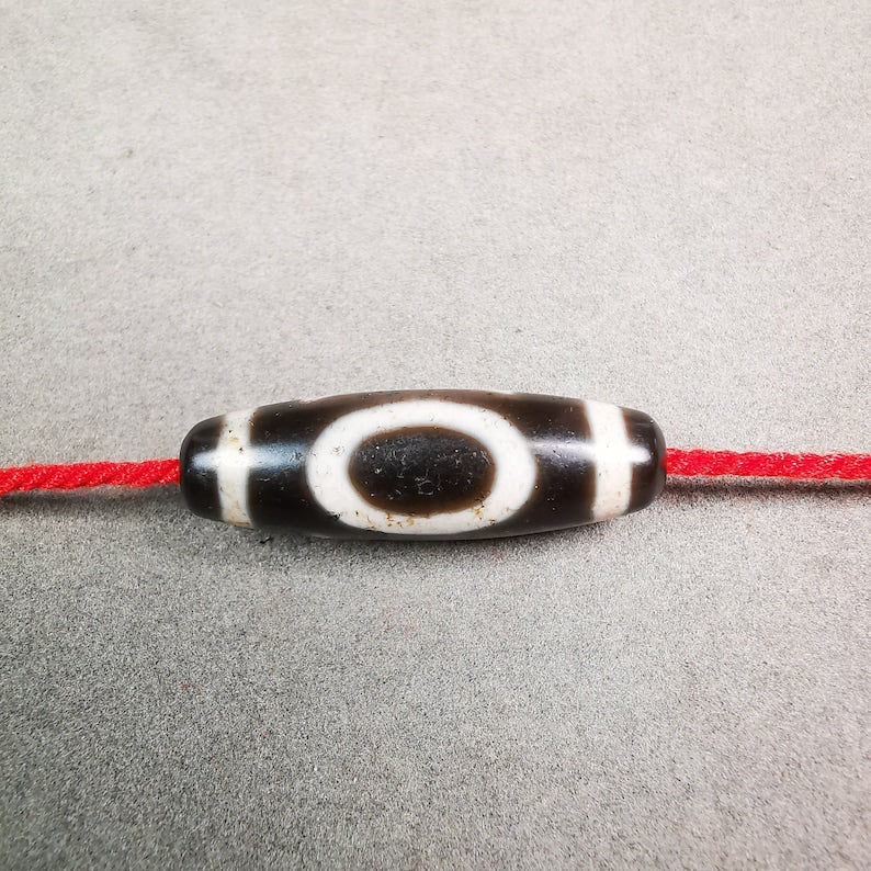 Heaven & Earth Dzi Bead,Tibetan Chung,Protective Amulet,Small Size 34*10 mm Gandhanra-ART