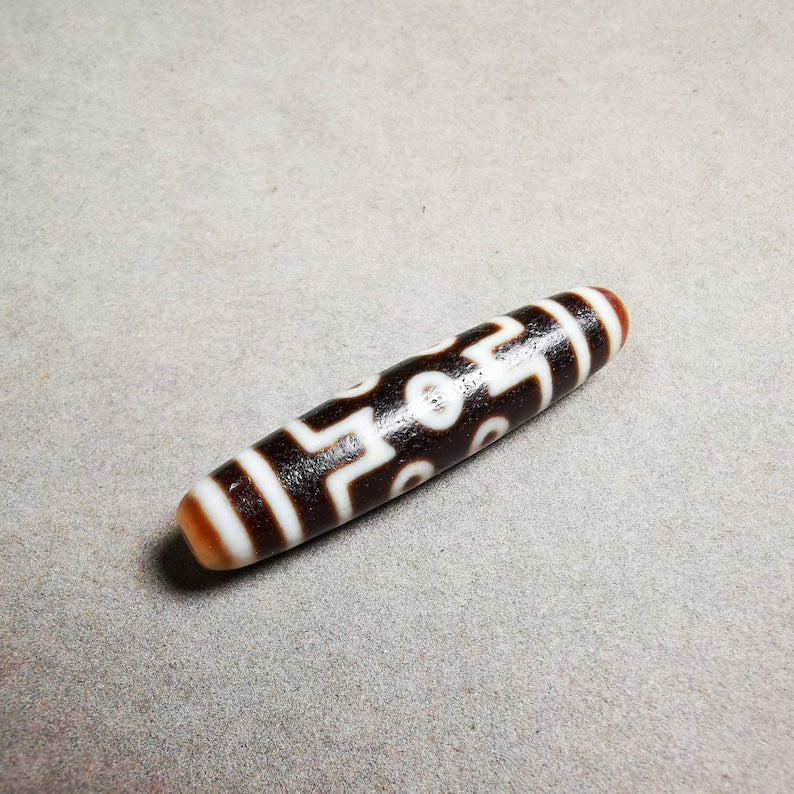 7 Eyed Dzi Bead,Tibetan Chung,Protective Amulet,Large Size 50*11 mm Gandhanra-ART