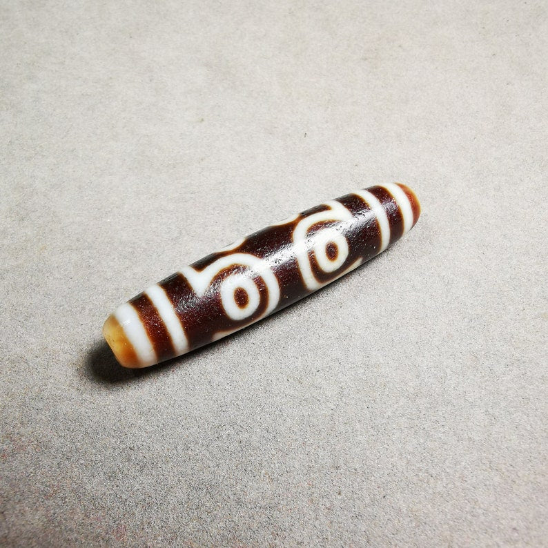 7 Eyed Dzi Bead,Tibetan Chung,Protective Amulet,Large Size 50*11 mm Gandhanra-ART
