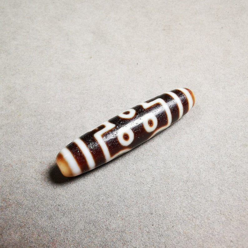7 Eyed Dzi Bead,Tibetan Chung,Protective Amulet,Large Size 50*11 mm Gandhanra-ART