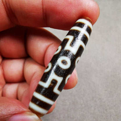 7 Eyed Dzi Bead,Tibetan Chung,Protective Amulet,Large Size 50*11 mm Gandhanra-ART
