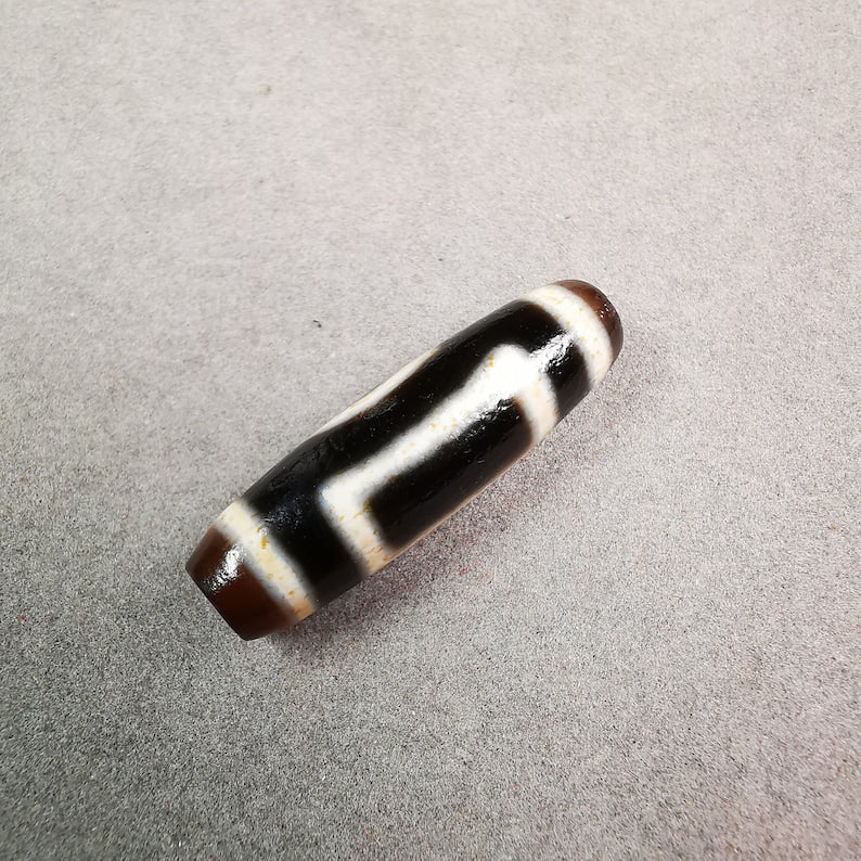 Heaven & Earth Dzi Bead,Tibetan Chung,Protective Amulet,Small Size 35*10 mm Gandhanra-ART