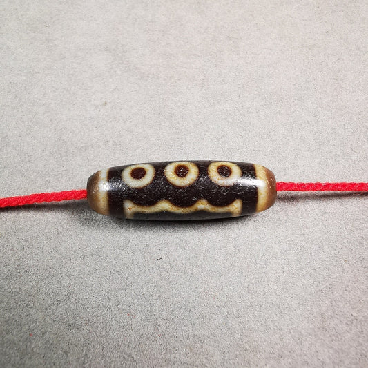 5 Eyed Dzi Bead,Tibetan Chung,Wealth Amulet,Small Size 36*11 mm