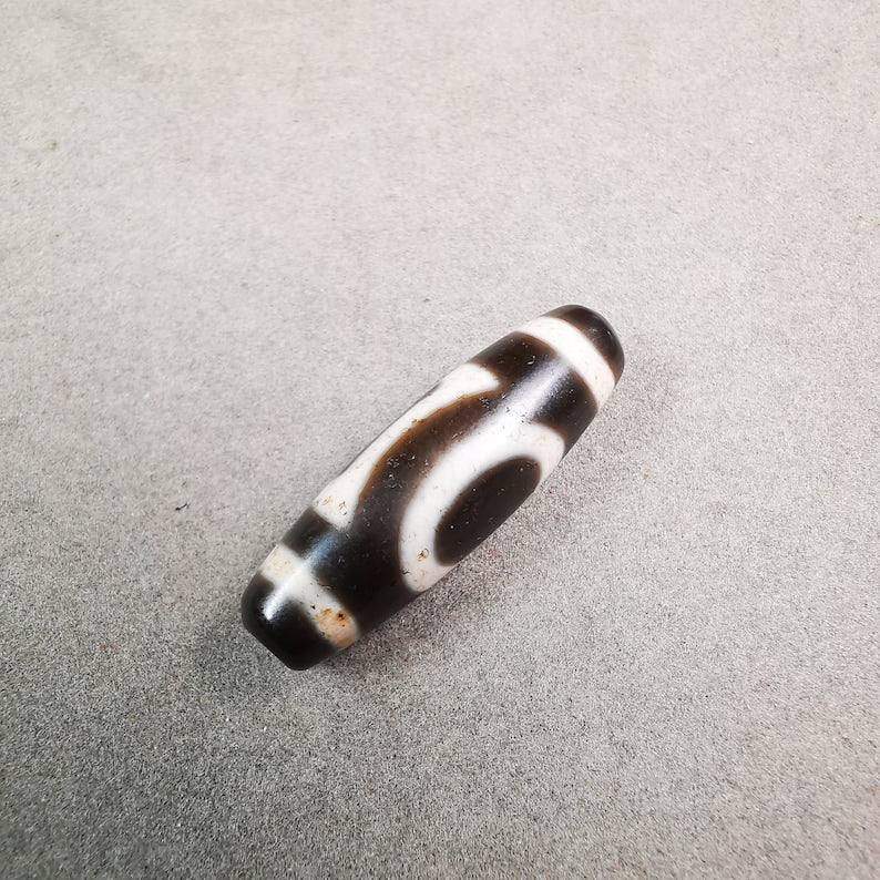 Heaven & Earth Dzi Bead,Tibetan Chung,Protective Amulet,Small Size 34*10 mm Gandhanra-ART