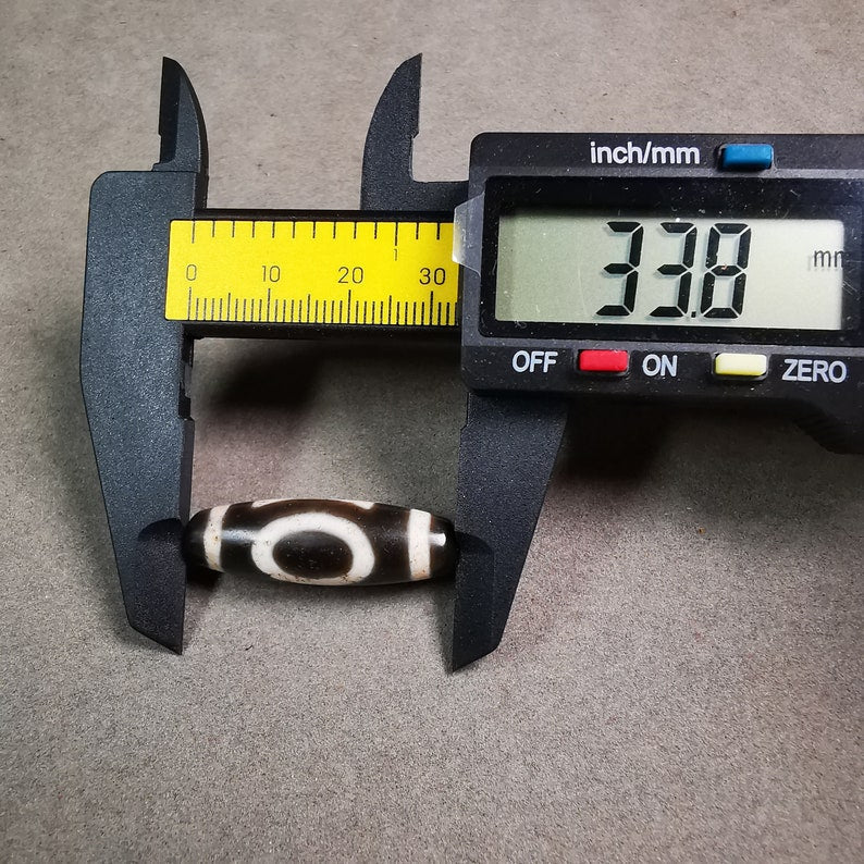 Heaven & Earth Dzi Bead,Tibetan Chung,Protective Amulet,Small Size 34*10 mm Gandhanra-ART