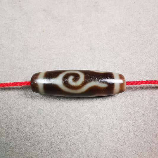 Buddhism 4 Eyed Conch Shell Dzi Bead,Tibetan Chung,Wealth Amulet,Small Size 42*12 mm