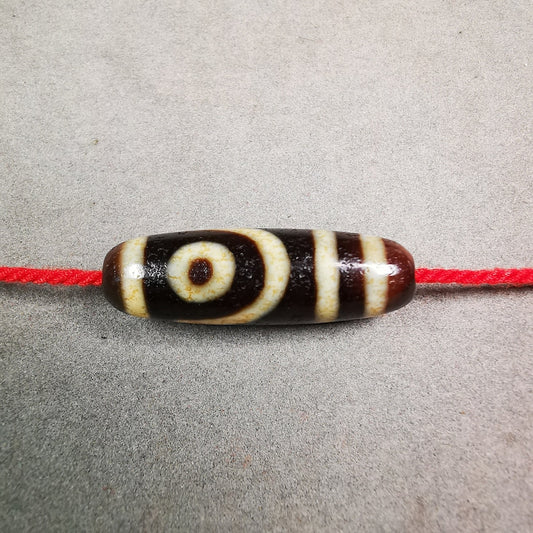 2 Eyed Dzi Bead,Tibetan Chung,Wealth Amulet,Small Size 36*11 mm