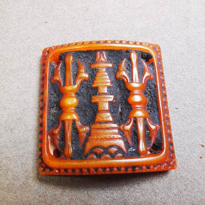 Yak Bone Carved Vajra Stupa Amulet Badge, Tibetan Buddhist Pagoda Pendant - Tibetan Buddhist amulet, view 7