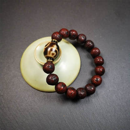Dalo Dzi Bead Bracelet - Tibetan Buddhist mala beads, view 4
