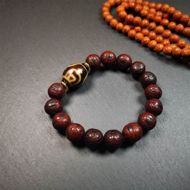 Dalo Dzi Bead Bracelet - Tibetan Buddhist mala beads, view 5