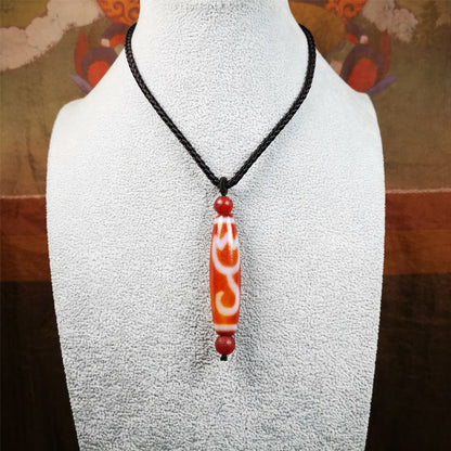 Gandhanra Tibetan Fire Agate Lotus Dzi Bead Necklace Gandhanra-ART