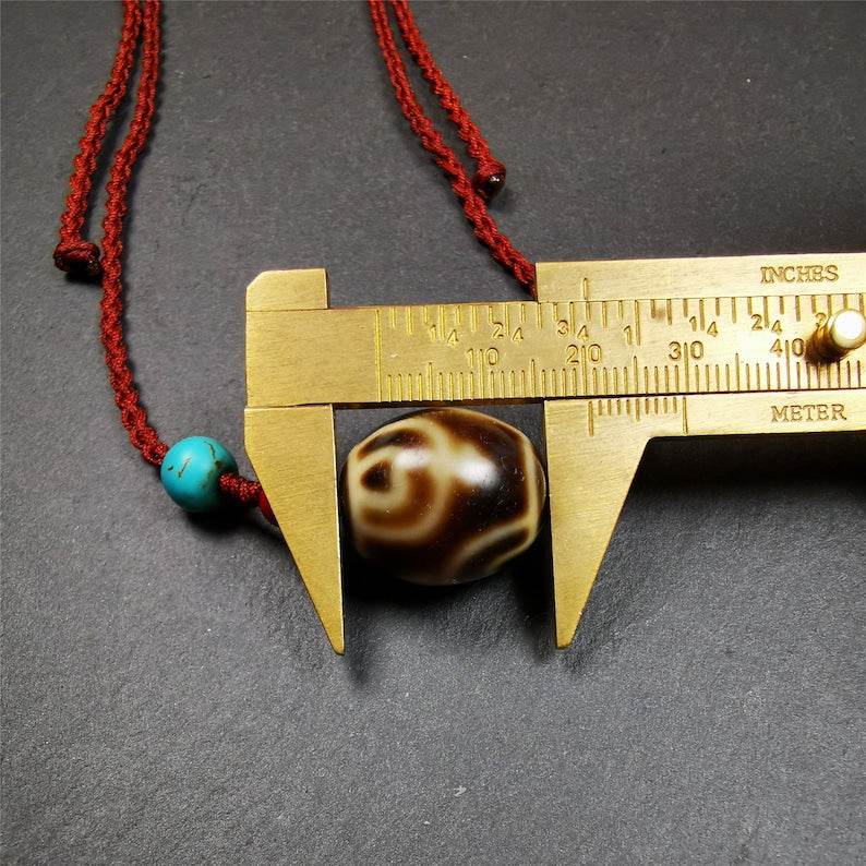 Treasure Vase Dalo Dzi Bead Necklace - Tibetan Buddhist bead necklace, view 7