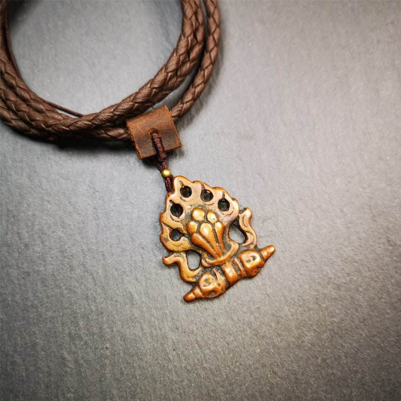Mani Jewel/Wish Fulfilling Cintamani Badge - Tibetan Buddhist art, front view