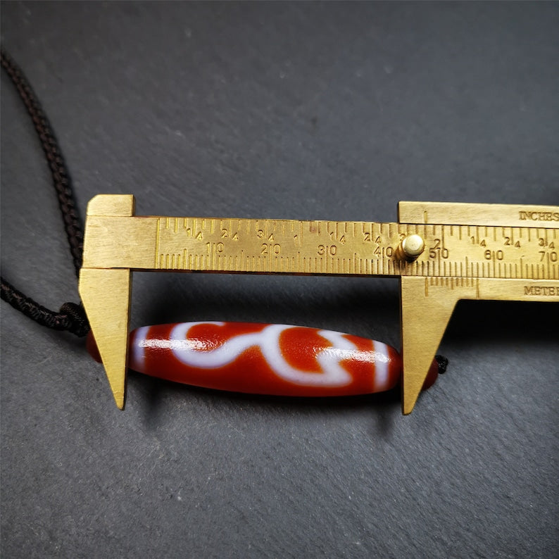 Gandhanra Tibetan Fire Agate Lotus Dzi Bead Necklace Gandhanra-ART