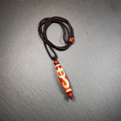 Gandhanra Tibetan Fire Agate Lotus Dzi Bead Necklace Gandhanra-ART