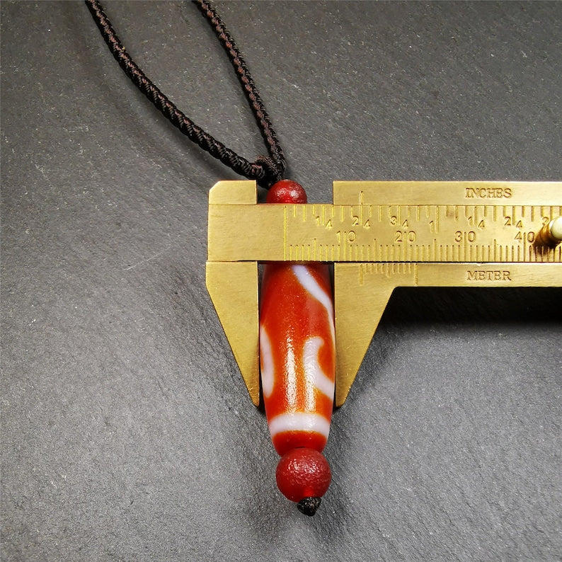 Gandhanra Tibetan Fire Agate Lotus Dzi Bead Necklace Gandhanra-ART