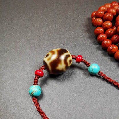 Treasure Vase Dalo Dzi Bead Necklace - Tibetan Buddhist bead necklace, view 5
